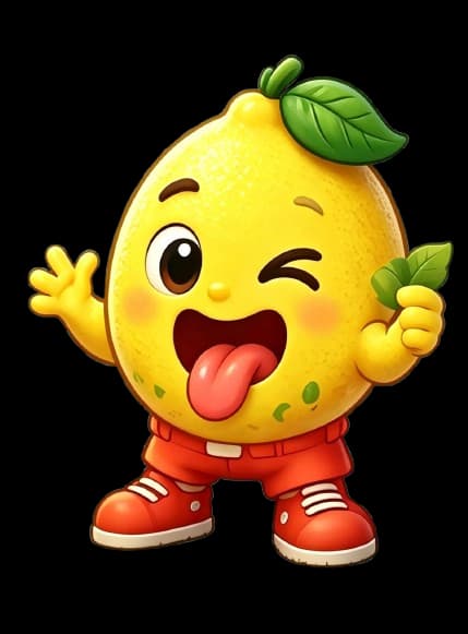 Mascote oficial da Mundo Azedinho acenando e segurando folhas
